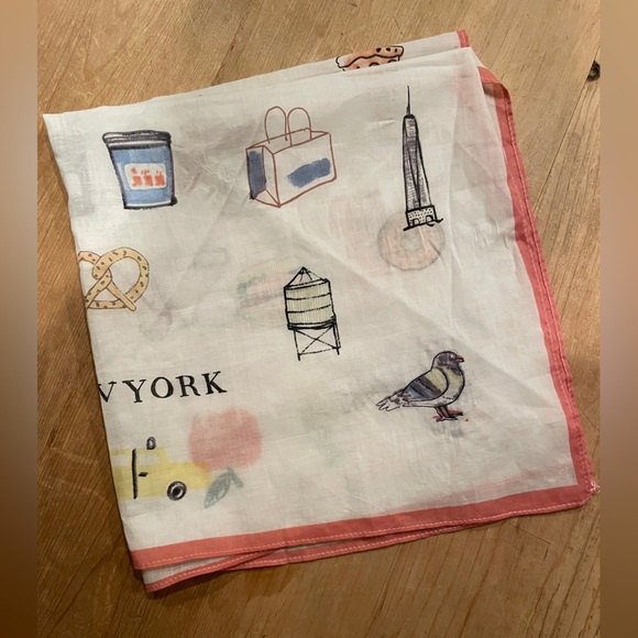 J. Crew Accessories - NWT J. Crew Pink White New York Theme Scarf 💯% cotton Preppy Feminine OS